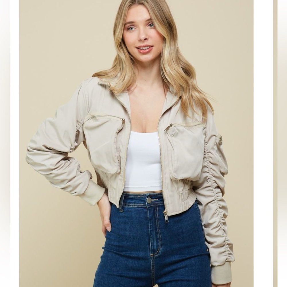 Women's Cream Bomber Jacket